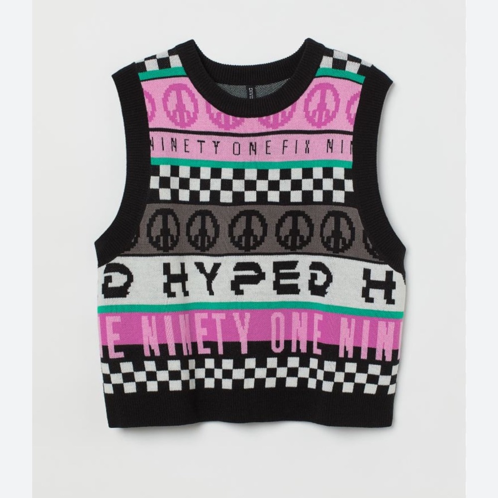 H&M Divided Soft Jacquard Knit Sweater Vest Size M